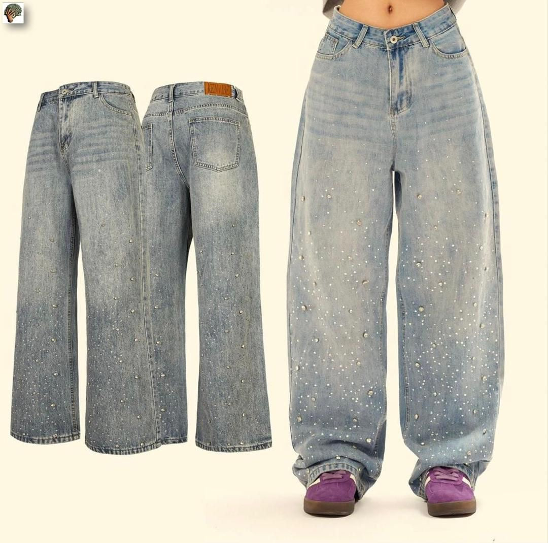 Men’s Abstract Denim Jeans – Light Wash