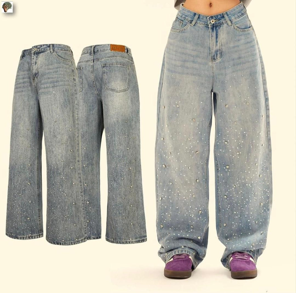 Men’s Abstract Denim Jeans – Light Wash