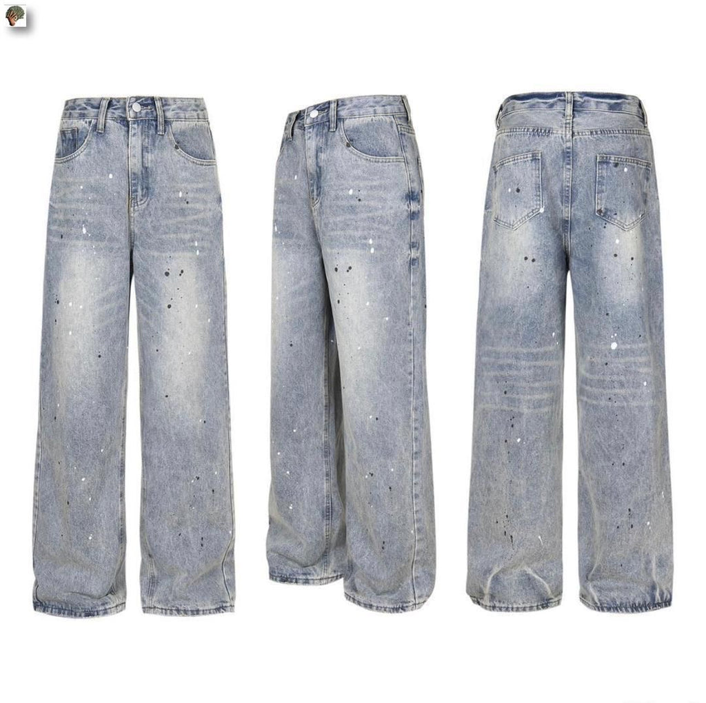 Men’s Abstract Denim Jeans – Light Wash